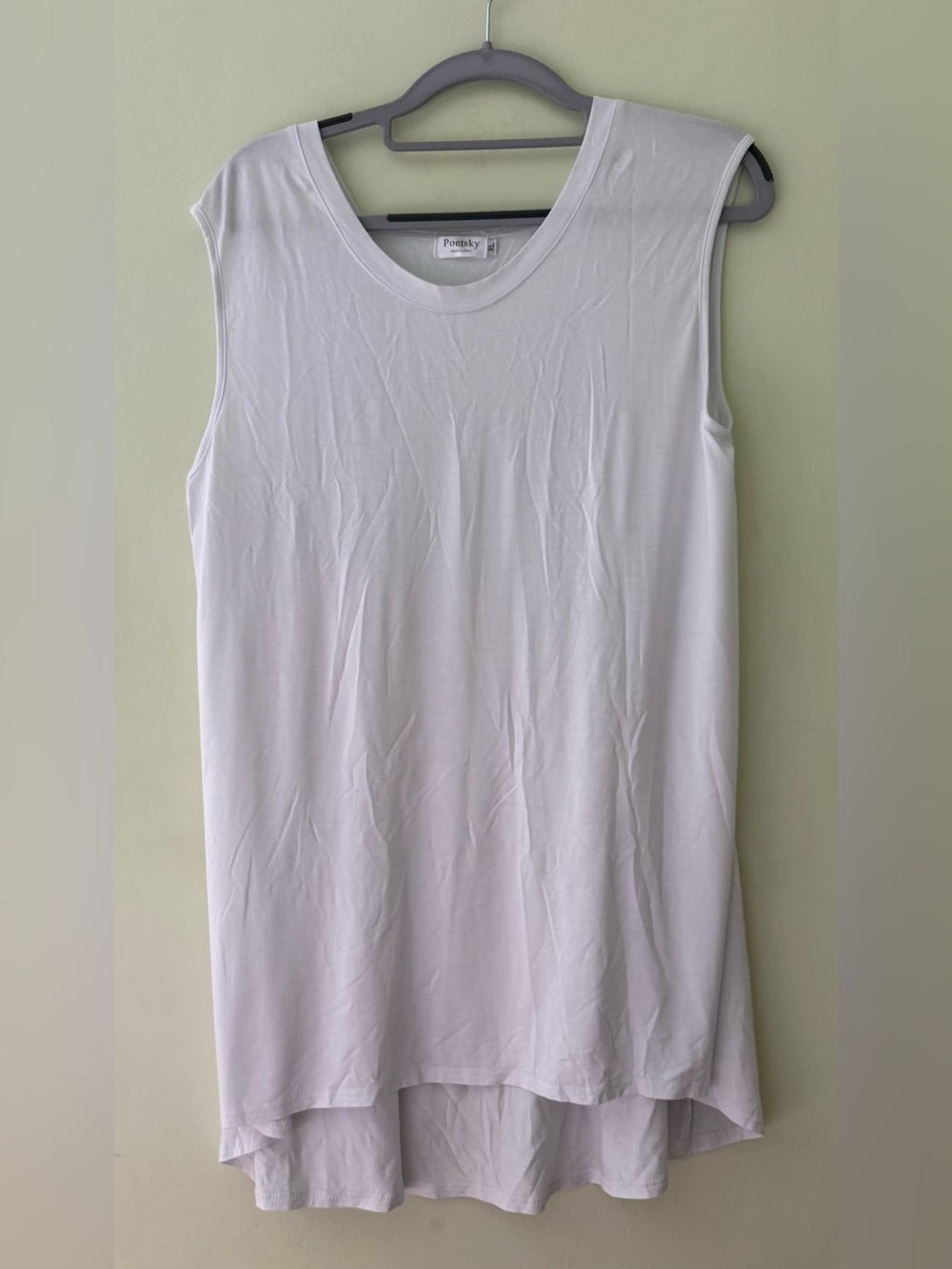 Poetsky White High Low Sleeveless Tunic XL